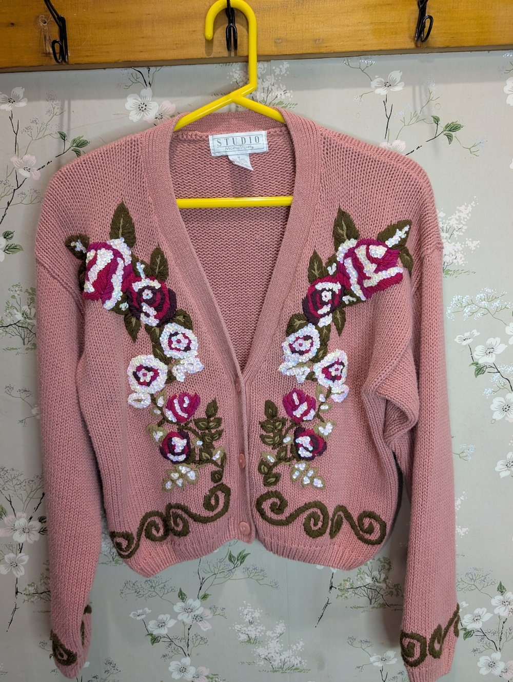Vintage Studio Michelle Stuart Cardigan with Embroidery and Sequin Details